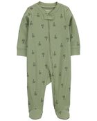 Baby Palm Tree 2-Way Zip Cotton Sleep & Play Pajamas, image 1 of 5 slides