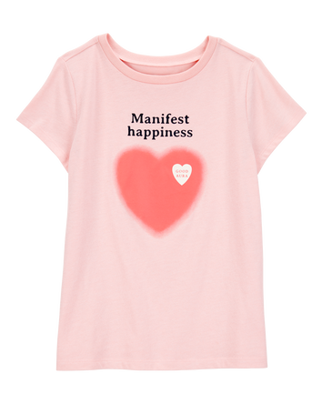 Kid Manifest Happiness Short-Sleeve Graphic Tee - Pink, 
