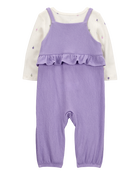 Baby 2-Piece Long-Sleeve Tee & Coverall Set - Purple, image 2 of 6 slides