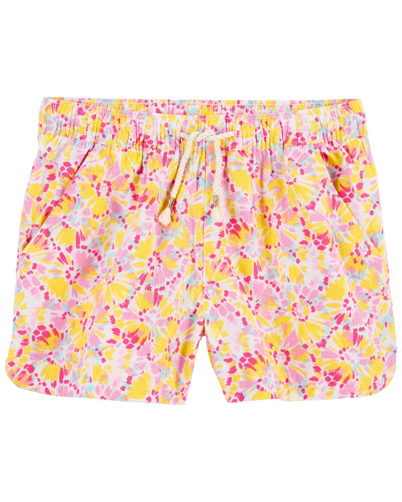 Kid Floral Print Drapey Linen Shorts, image 1 of 1 slides