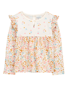 Toddler Flutter Sleeves Floral Long-Sleeve Fashion Top , image 1 of 3 slides