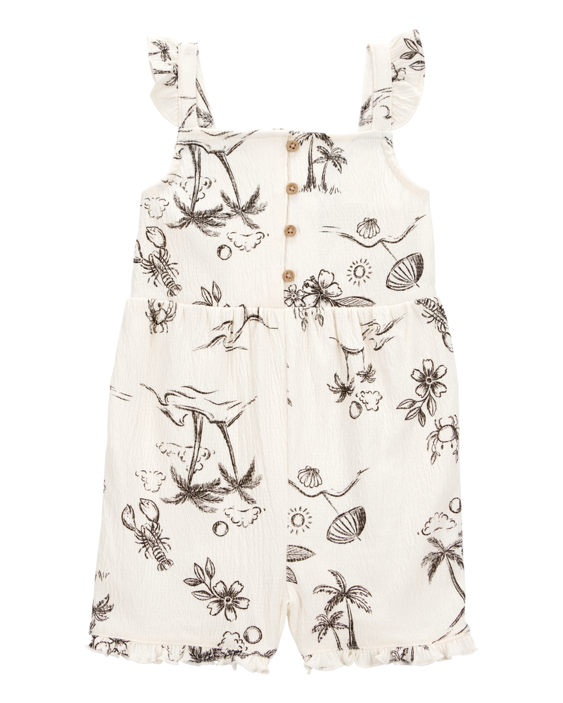 Toddler Tropical Print Flutter Romper, image 1 of 3 slides