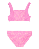 Kid 3-Piece Geometric Rashguard Swimsuit Set - Pink, image 2 of 5 slides
