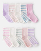 Toddler Girl 10-Pack Striped Crew Socks, image 1 of 2 slides