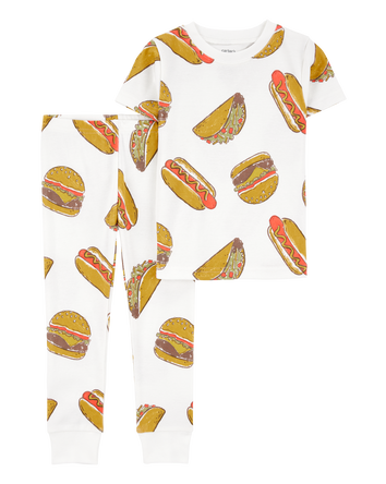 Toddler Boy 2-Piece Food Print 100% Snug Fit Cotton Pajamas - Ivory, 