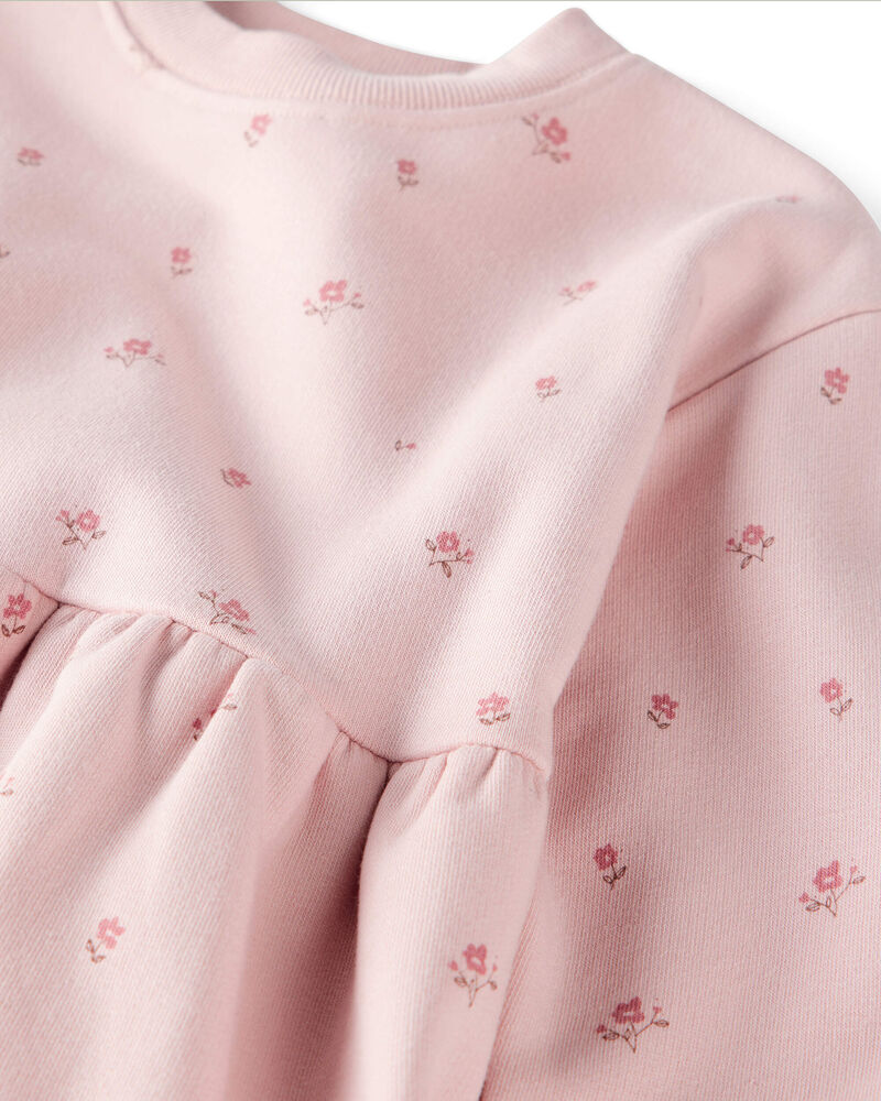 Baby Girl French Terry Dress Made with Organic Cotton in Blush Petals Print, image 4 of 7 slides
