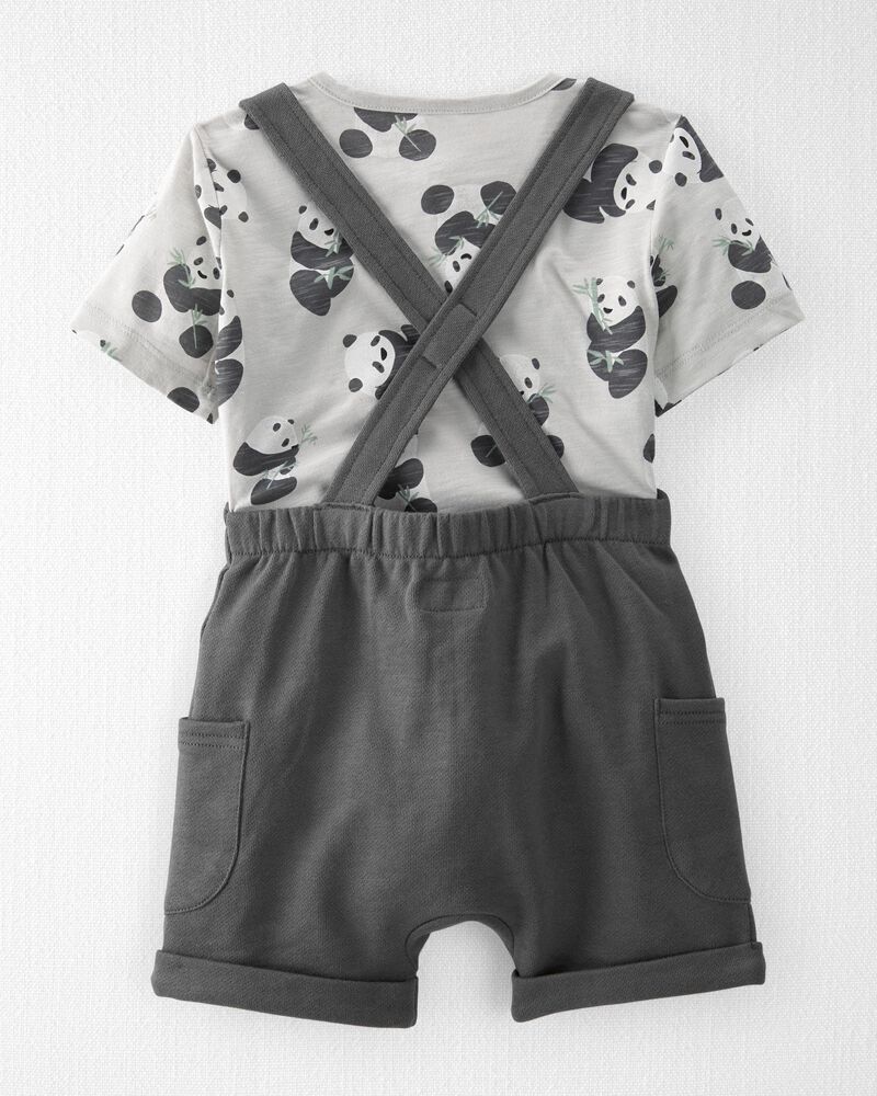 Toddler 2-Piece Organic Cotton Shortall Set, image 3 of 7 slides