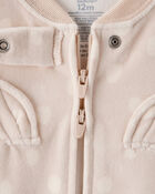 Toddler Girl Deer Print Loose Fit Long-Sleeve 2-Way Zip 1-Piece Pajamas - Brown, image 3 of 4 slides