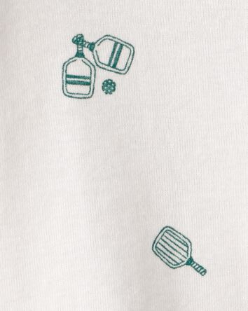 Baby Pickleball Short-Sleeve Romper - White, 