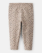 Baby Girl Cotton Leopard Stretch Leggings - Brown, image 1 of 4 slides
