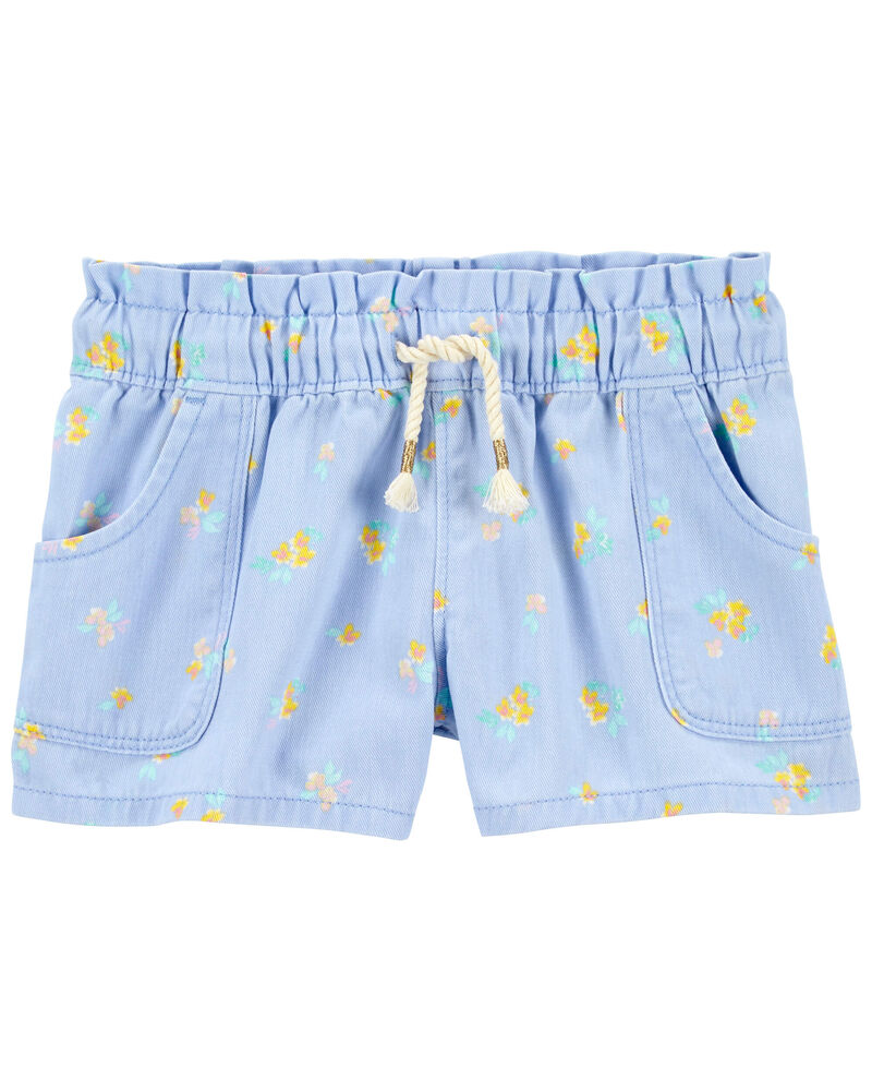Toddler Floral Print Paperbag Twill Shorts, image 1 of 2 slides