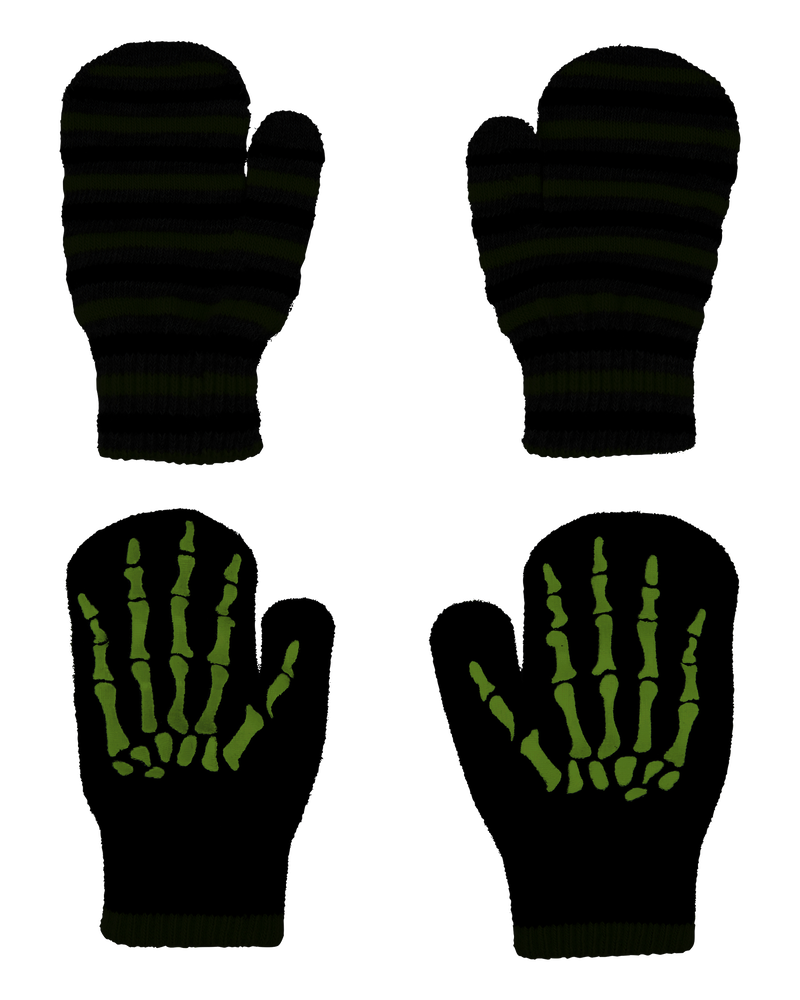 Toddler 2-Pack Skeleton Gripper Mittens, image 2 of 3 slides