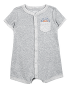 Baby Boy Short-Sleeve Romper - Grey, image 1 of 3 slides