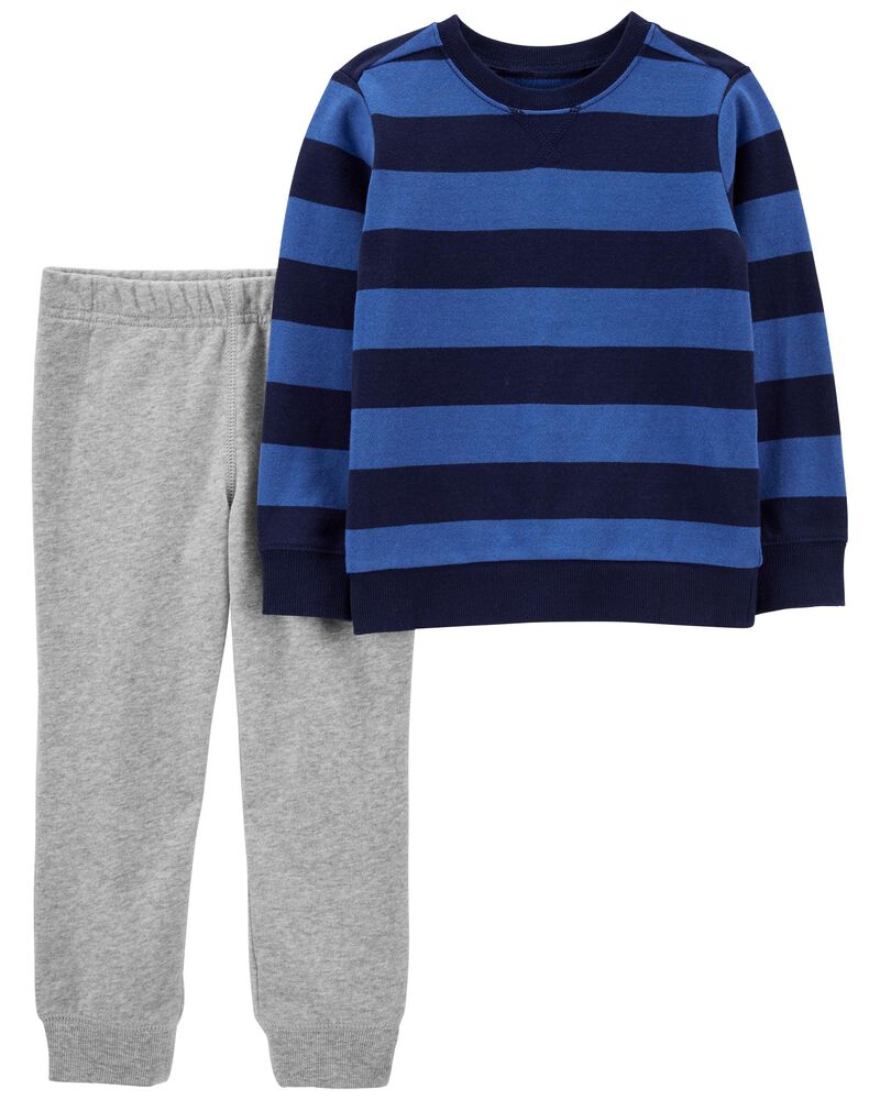 Baby 2-Piece Striped Top & Jogger Set, image 1 of 2 slides