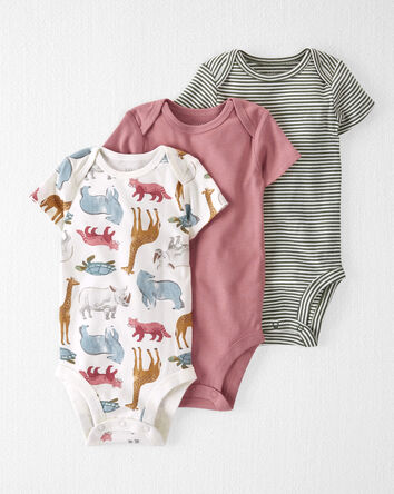 Baby 3-Pack Organic Cotton Rib Bodysuits, 