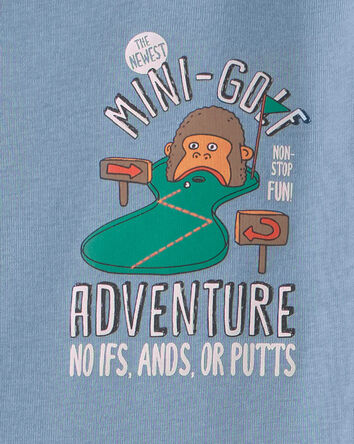 Boys Mini Golf 100% Cotton Short-Sleeve Snug Fit 4-Piece Pajama Set - Green/Blue, 