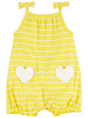 Yellow - Baby Heart Pocket Cotton Romper