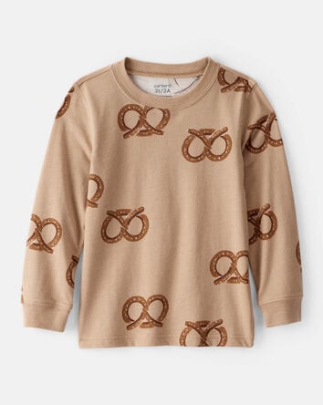 Toddler Boy Pretzel Print Long-Sleeve Tee - Brown, 