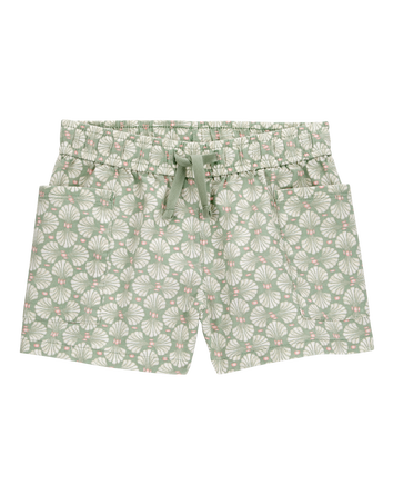 Toddler Tropical Print Drawstring Shorts - Green, 