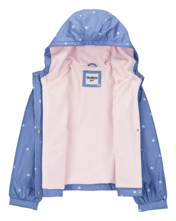 Girls Daisy-Print Chambray Jacket - Blue, 