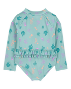 Toddler Girl 1-Piece Coral Print Rashguard, image 2 of 4 slides