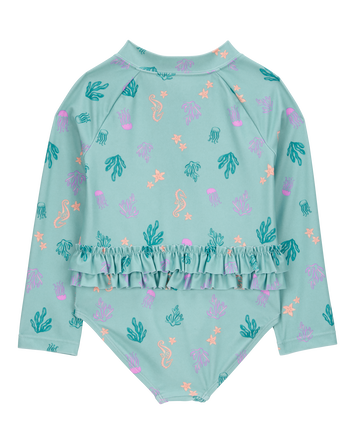 Toddler Girl 1-Piece Coral Print Rashguard, 