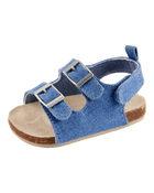 Baby Chambray Buckle Faux Cork Sandals, image 6 of 7 slides