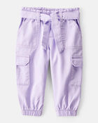 Baby Girl Cotton Cargo Joggers - Purple, image 1 of 5 slides
