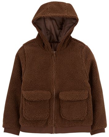 Kid Reversible Hooded Sherpa Jacket, 