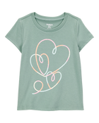 Toddler Heart-Print Short-Sleeve Graphic Tee - Green, image 1 of 3 slides
