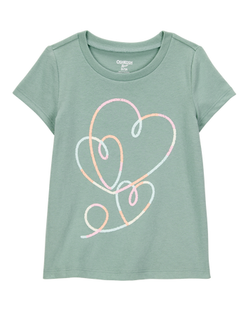 Toddler Heart-Print Short-Sleeve Graphic Tee - Green, 