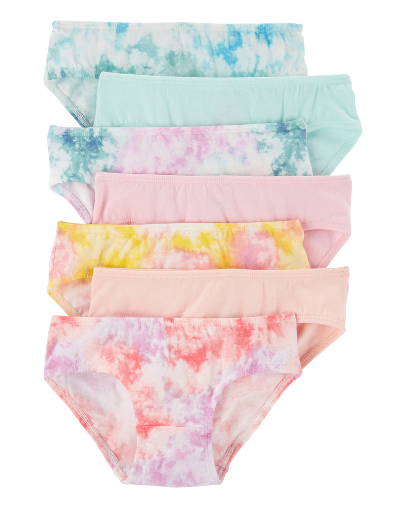 Kid 7-Pack Tie-Dye Hipster Stretch Cotton Undies, image 1 of 2 slides