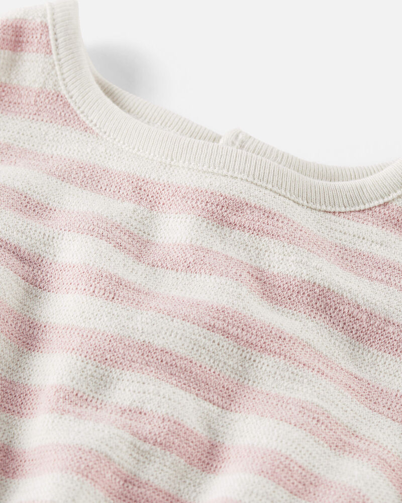 Baby Organic Cotton Pink Striped Bubble Romper, image 2 of 4 slides