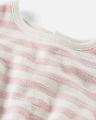 Baby Organic Cotton Pink Striped Bubble Romper, image 2 of 4 slides