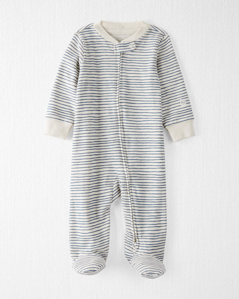 Baby Organic Cotton Sleep & Play Pajamas in Stripes, image 1 of 5 slides