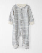 Baby Organic Cotton Sleep & Play Pajamas in Stripes, image 1 of 5 slides
