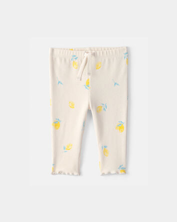 Baby Girl Lemon Rib Pants - Ivory, 