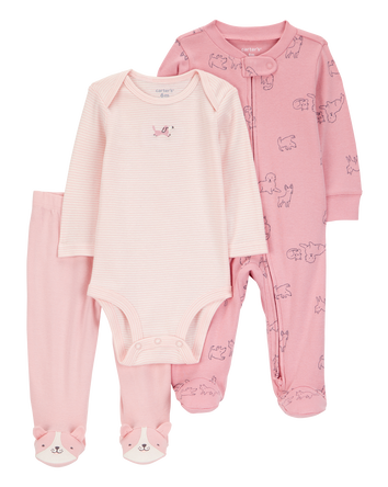 Baby Girl 3-Piece Puppy Multi-Piece Set, 