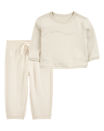 Baby 2-Piece French Terry Pullover & Pant Set - Cream, 