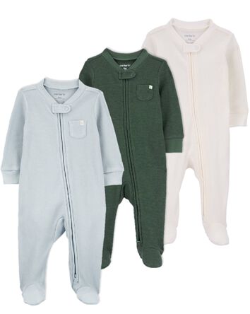 Baby 3-Pack Thermal Textured Sleep & Play Pajamas, 