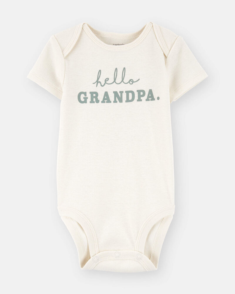 Baby Cotton Short-Sleeve Graphic Bodysuit - Ivory, image 1 of 2 slides