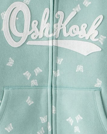 Girls Butterfly Print DayDream Fleece Jacket - Green, 