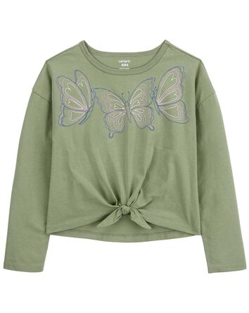 Kid Butterfly Tie-Front Jersey Tee, 