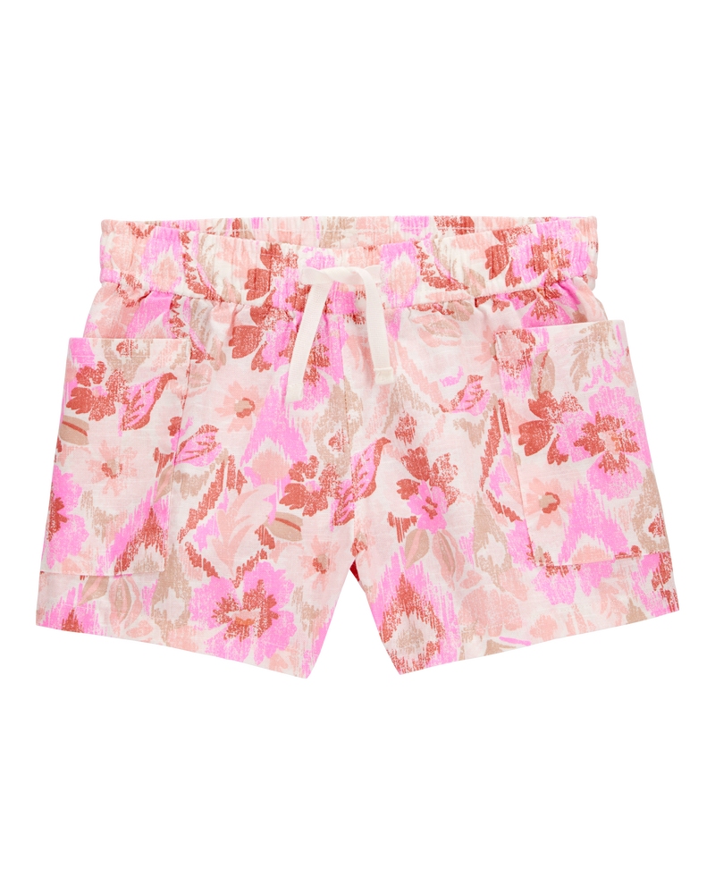 Toddler Floral Print Drawstring Shorts - Pink, image 1 of 7 slides
