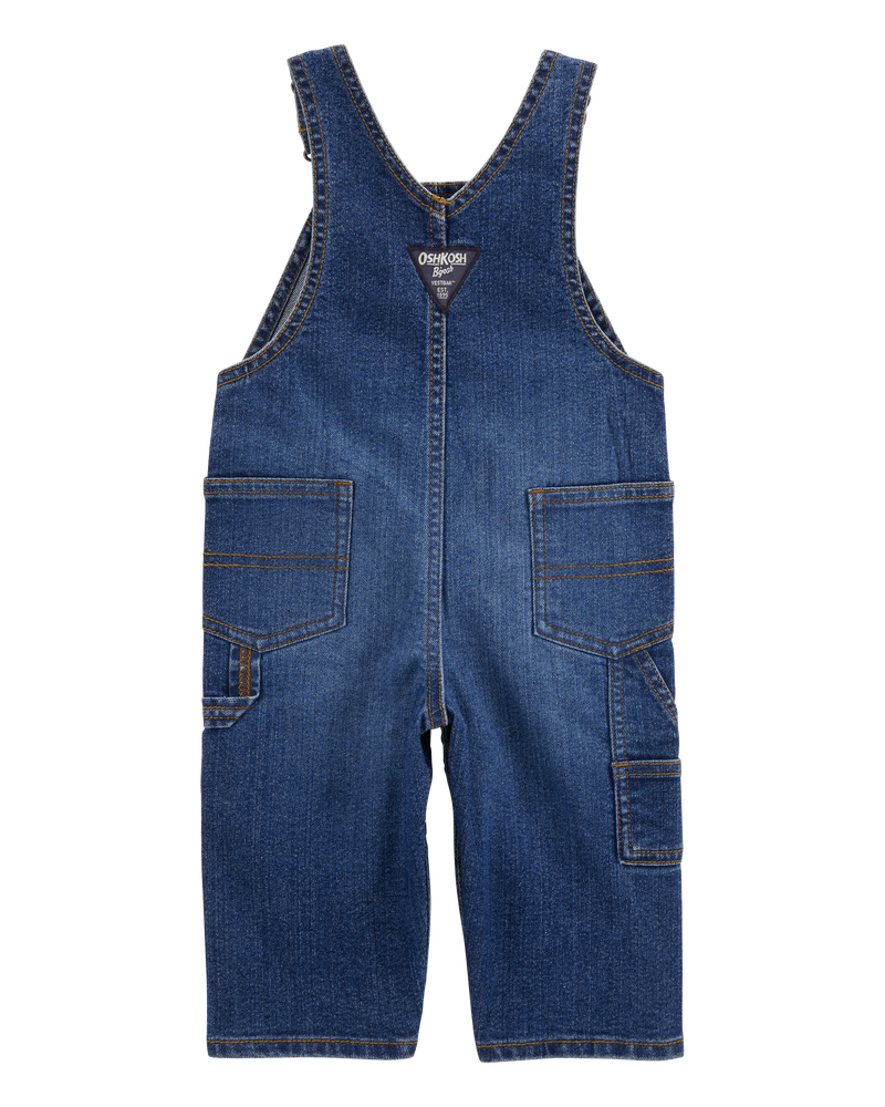 Baby Neutral Stretch Denim Classic Overalls - Dark Wash, image 2 of 5 slides