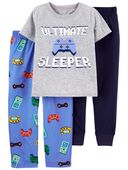 Blue/Grey - Kid 3-Piece Gamer Loose Fit Pajamas