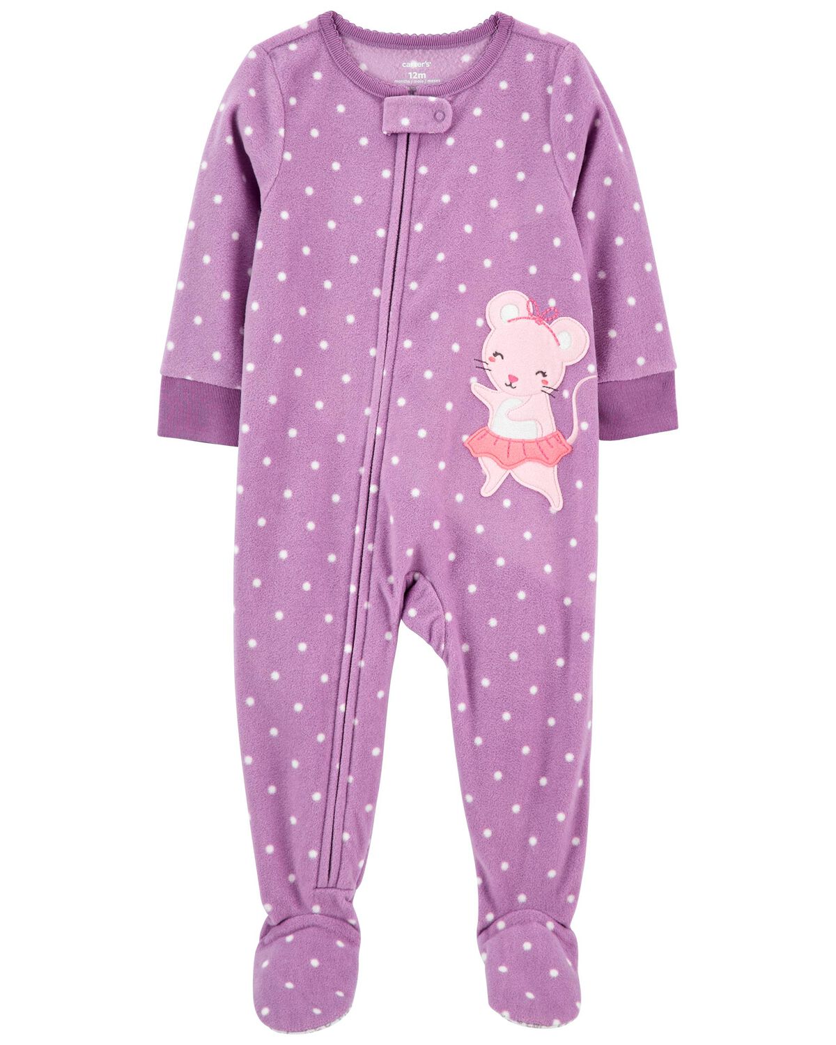 Purple Toddler 1Piece Mouse Fleece Footie Pajamas