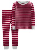 Red - Toddler 2-Piece Striped Snug Fit Cotton Pajamas