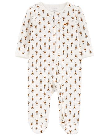 Baby Floral 2-Way Zip Cotton Sleep & Play Pajamas, 