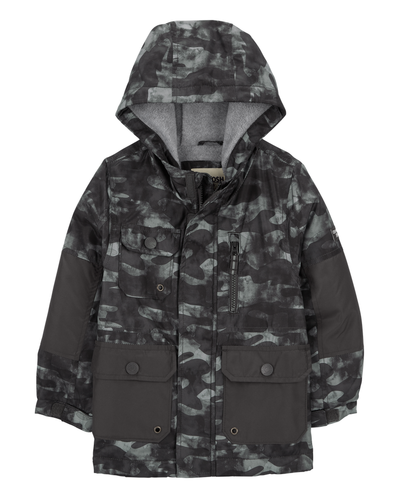 Toddler Camo Print Fleece-Lined Midweight Utility Jacket
, image 1 of 3 slides